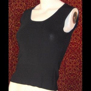 SCOTT TAYLOR black sleeveless knit blouse S ⚠️🗓️